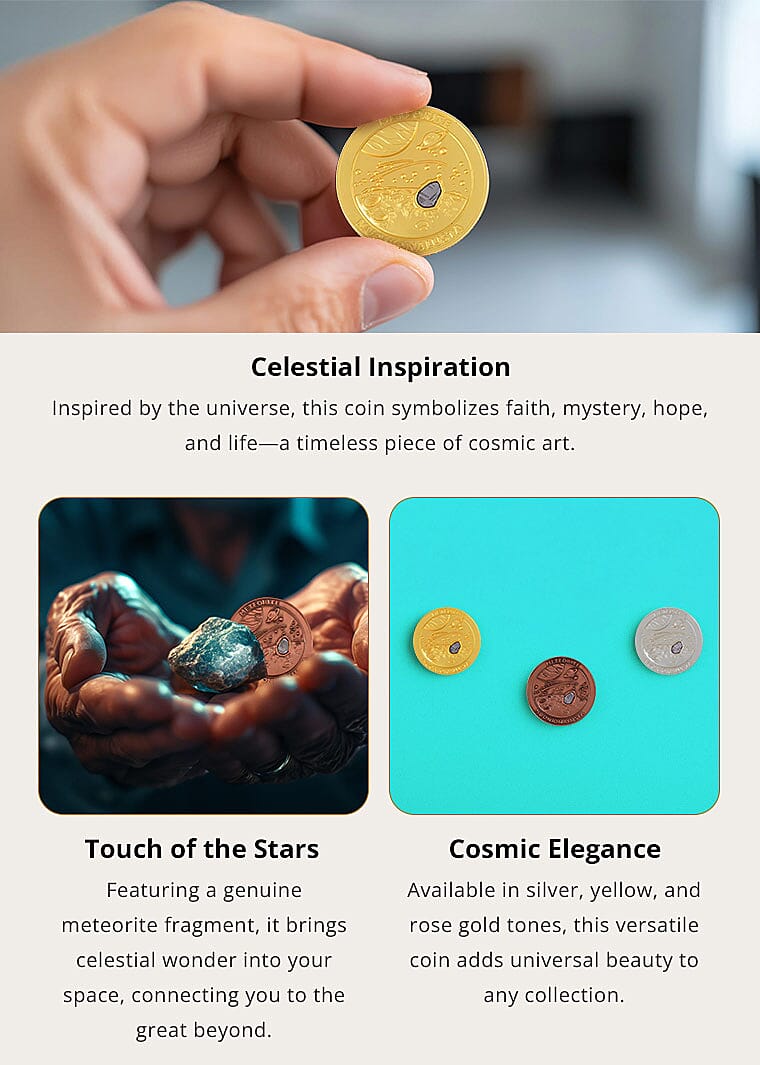 Meteorite Specimen in Goldtone Banner