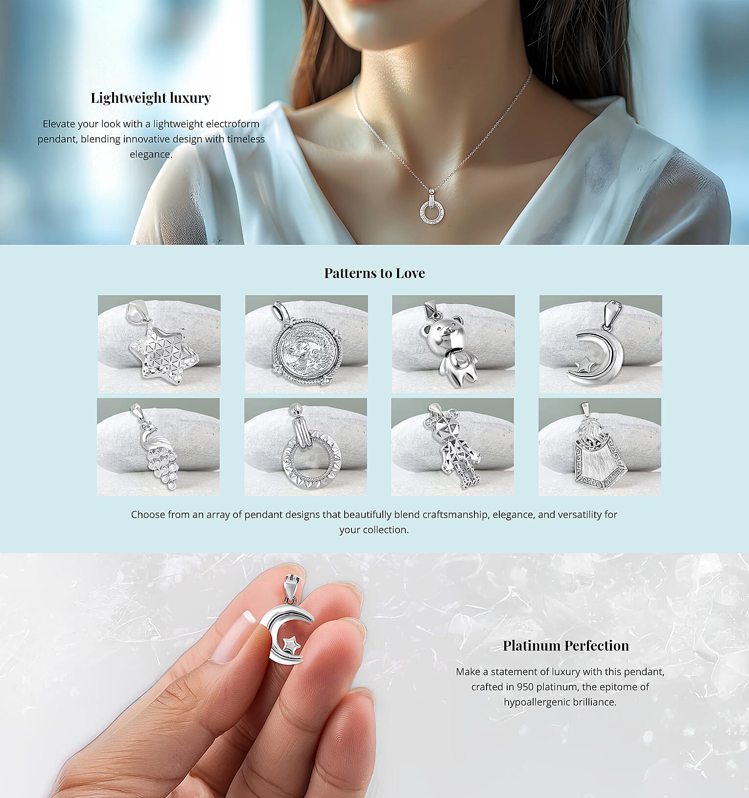 Electroform Moveable Bear Pendant in 950 Platinum Banner