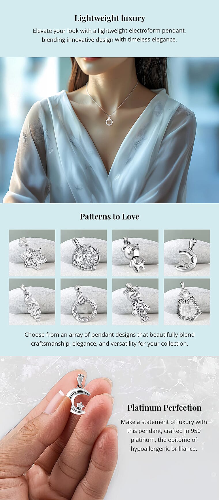 Electroform Moveable Bear Pendant in 950 PlatinumBanner