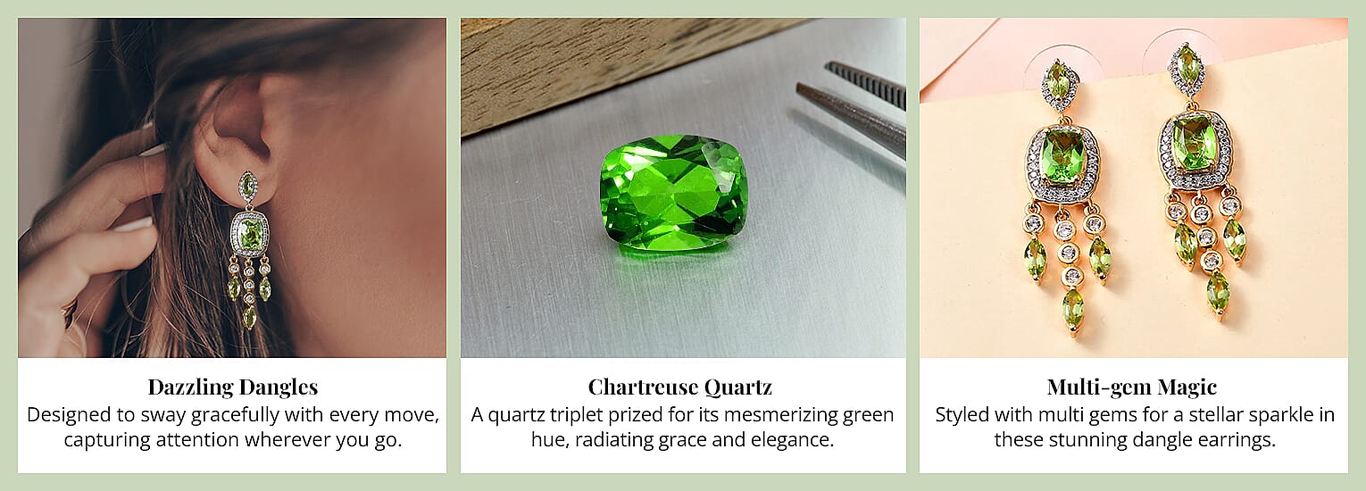 Chartreuse Quartz (Triplet) and Multi Gemstone Dangling Earrings Banner
