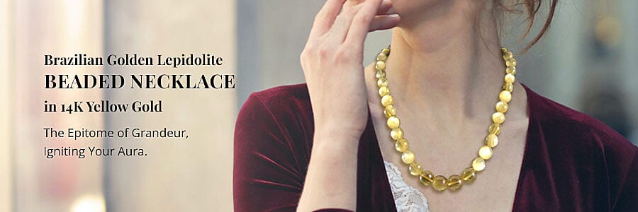 Brazilian Golden Lepidolite Beaded Necklace Banner