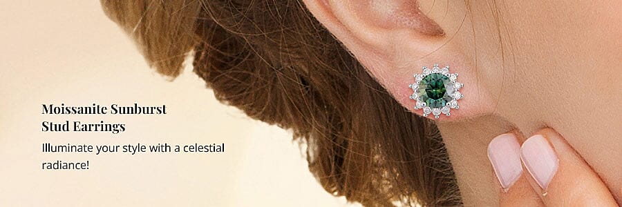 Moissanite Sunburst Stud Banner