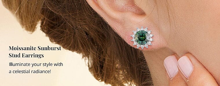 Moissanite Sunburst Stud Banner