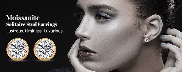 Moissanite Solitaire Stud Earrings Banner