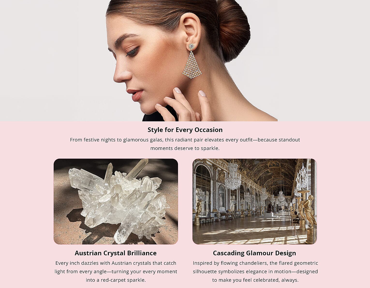 White Austrian Crystal Earrings in Goldtone Banner