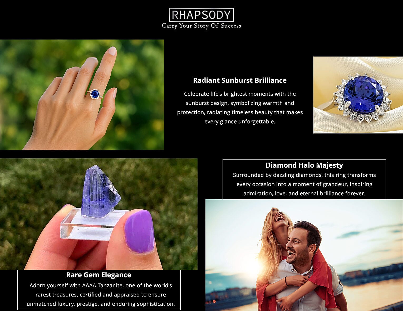 Certified and Appraised Rhapsody 950 Platinum AAAA Tanzanite and E-F VS Diamond 3.30 ctw Sunburst Ring 5.40 Grams Banner