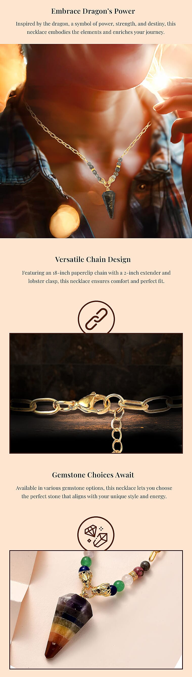 Karis Paper Clip Chain Dragon NecklaceBanner