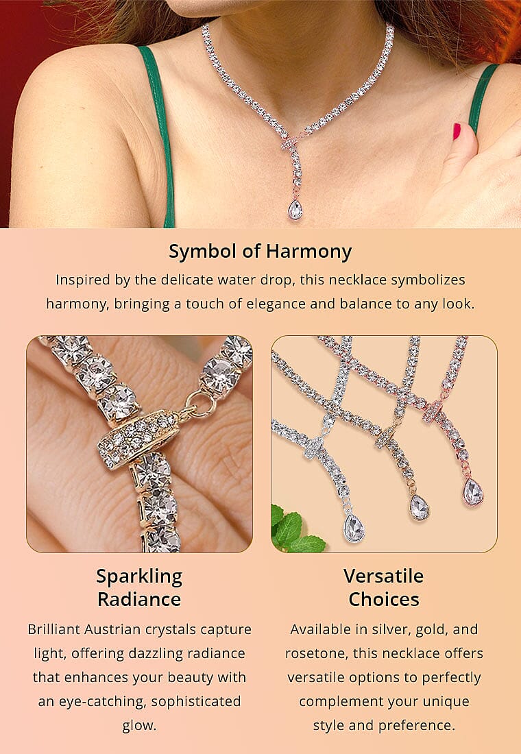 Austrian Crystal Adjustable Necklace in Goldtone 21 Inches Banner