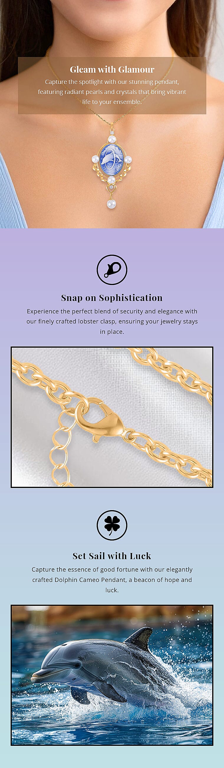 Blue Color Cameo and Multi Gemstone 6.00 ctw Necklace in Goldtone Banner