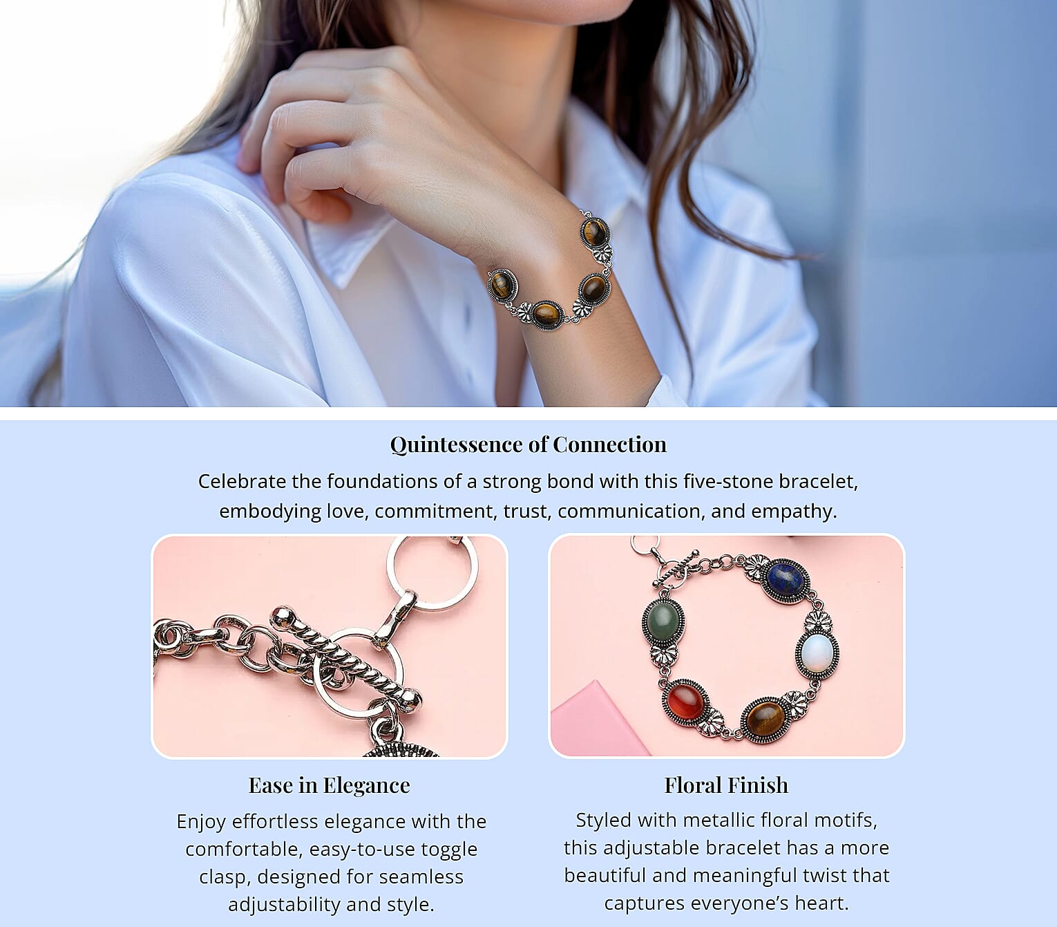 Tiger's Eye 42.00 ctw Toggle Clasp Bracelet in Black Oxidized Silvertone Banner