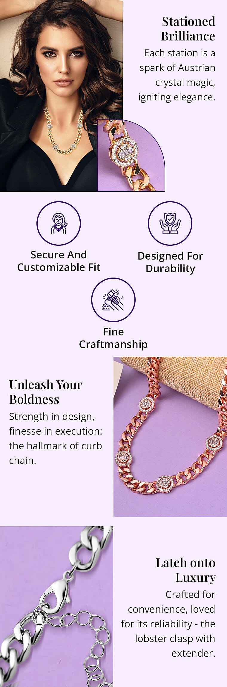 Austrian Crystal Curb Chain Station NecklaceBanner