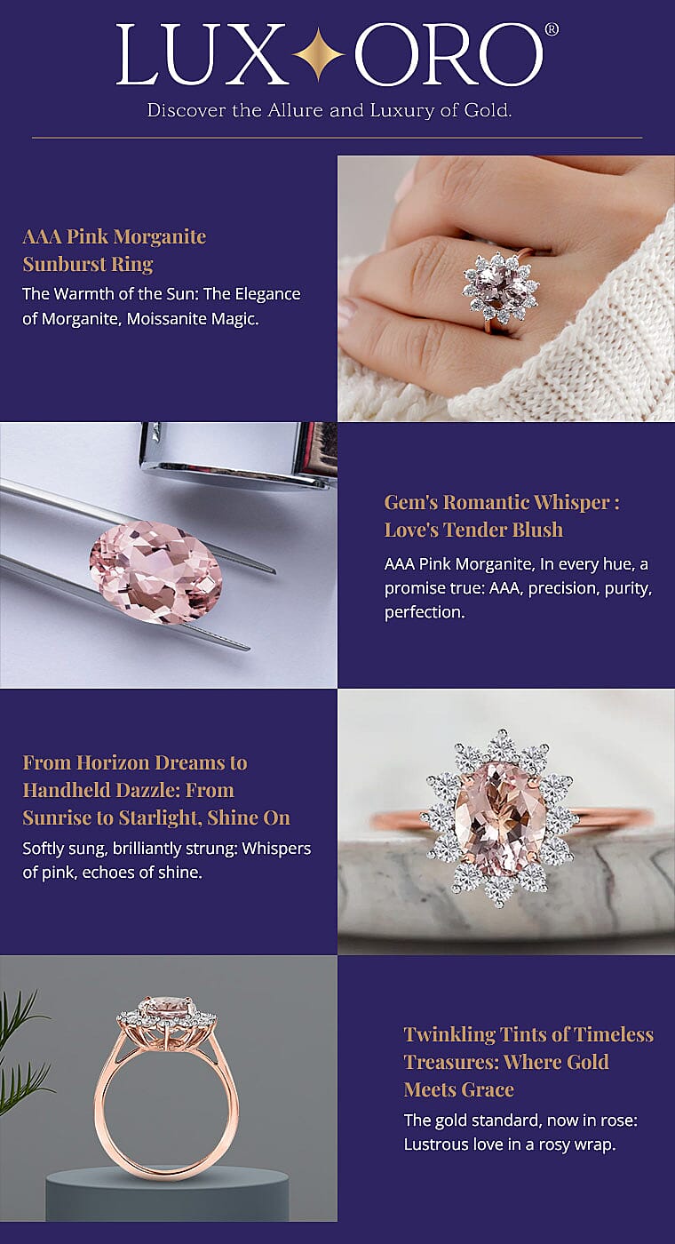 Luxoro Collection AAA Pink Morganite Sunburst Ring Banner