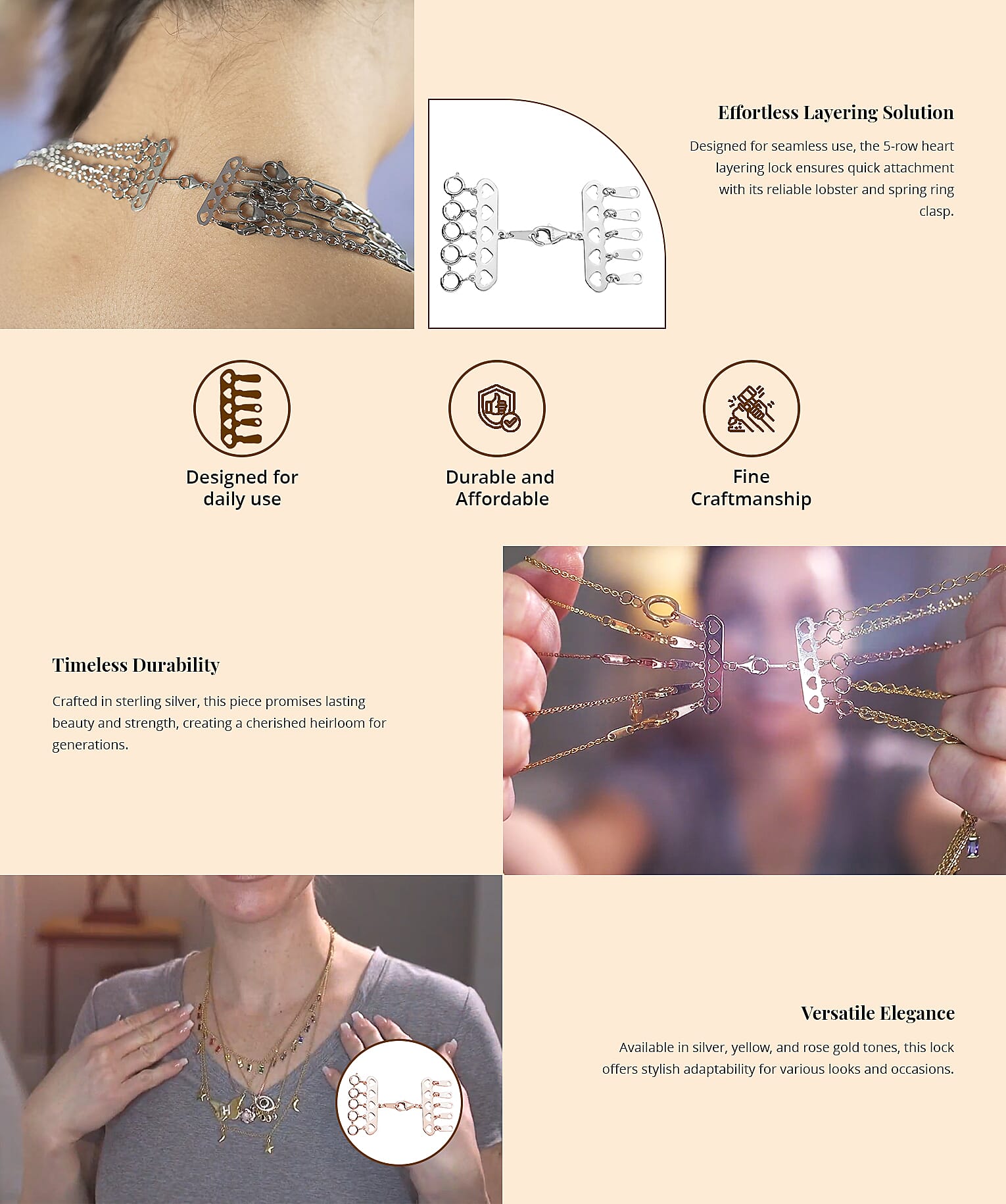 5 Row Hearts Layering Lock Banner