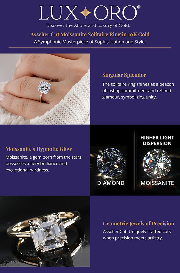 Luxoro Asscher Cut Moissanite Solitaire Ring Banner