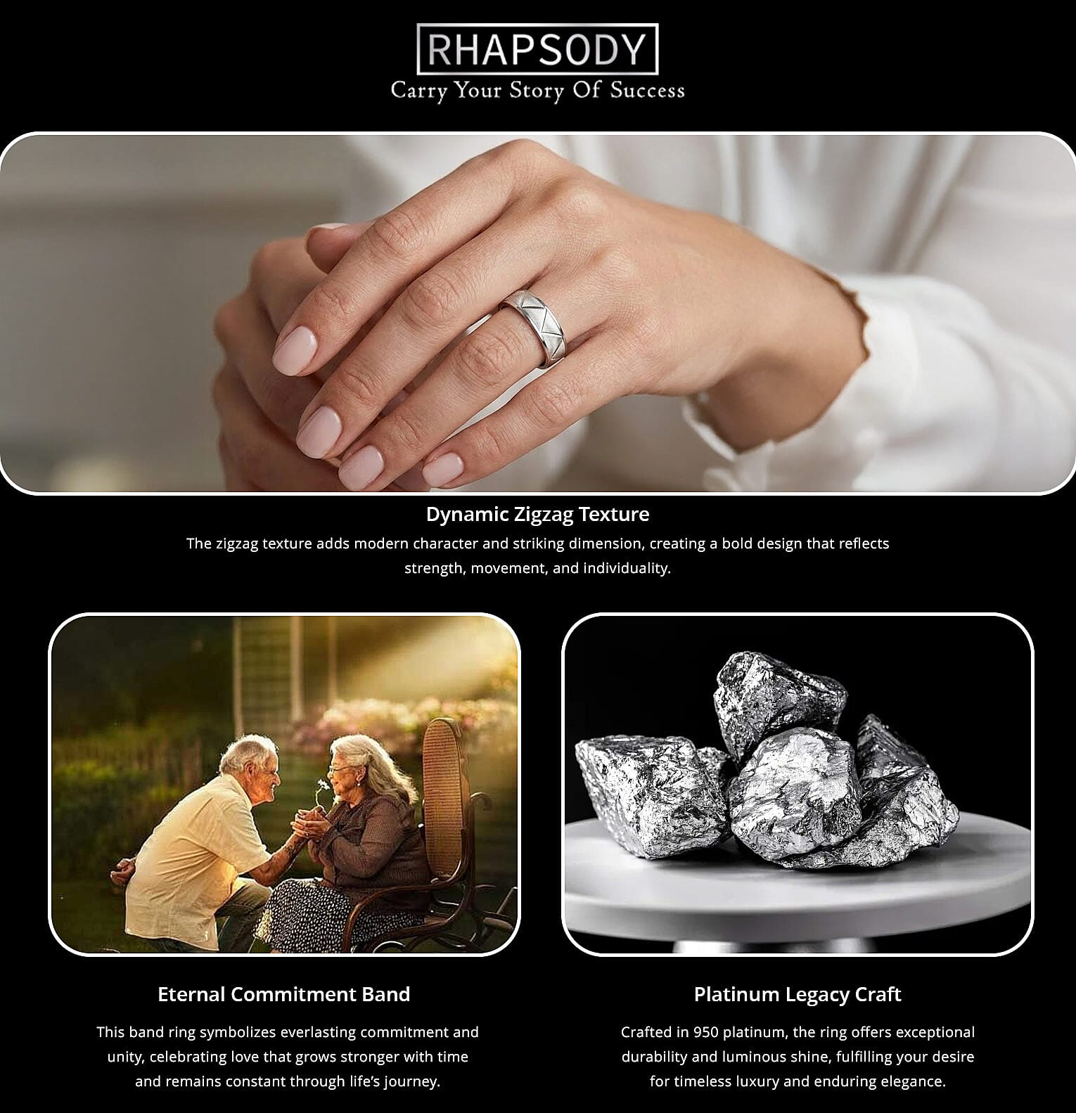 Rhapsody 950 Platinum ZigZag Texture Band Ring (5.75 Grams) Banner