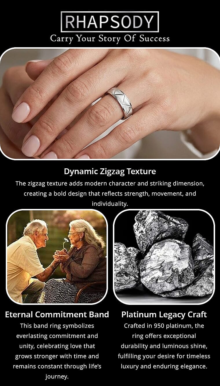 Rhapsody 950 Platinum ZigZag Texture Band Ring (5.75 Grams) Banner
