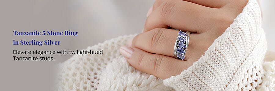 Tanzanite 5 Stone Ring in Sterling Silver Banner