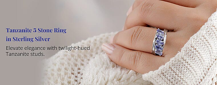 Tanzanite 5 Stone Ring in Sterling Silver Banner