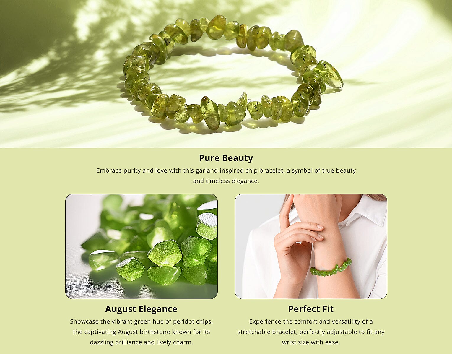 Peridot Chips Stretch Bracelet Banner