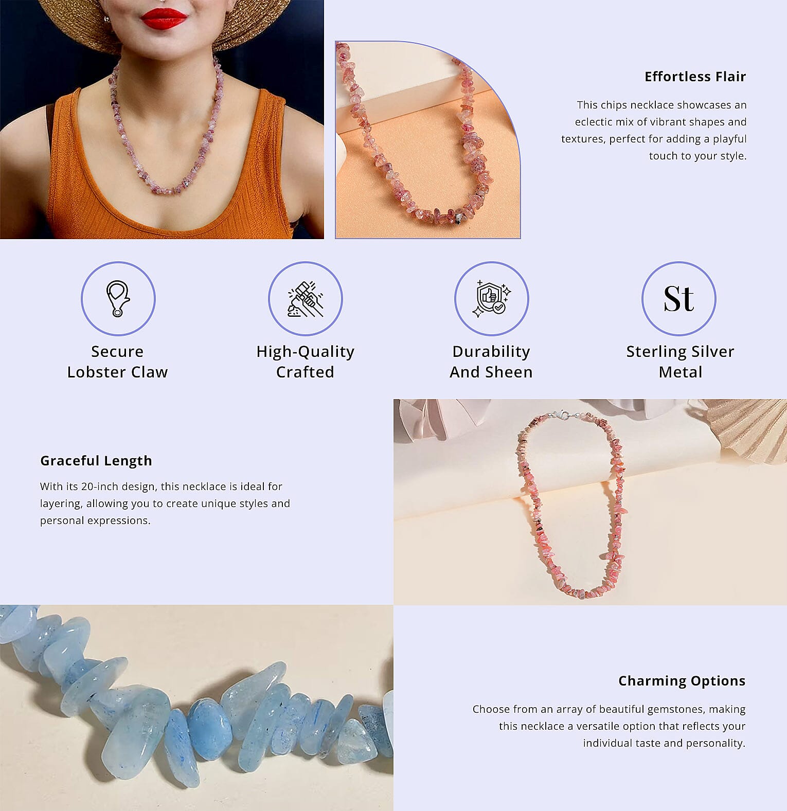 Chips Necklace 20 Inches in Sterling Silver Banner