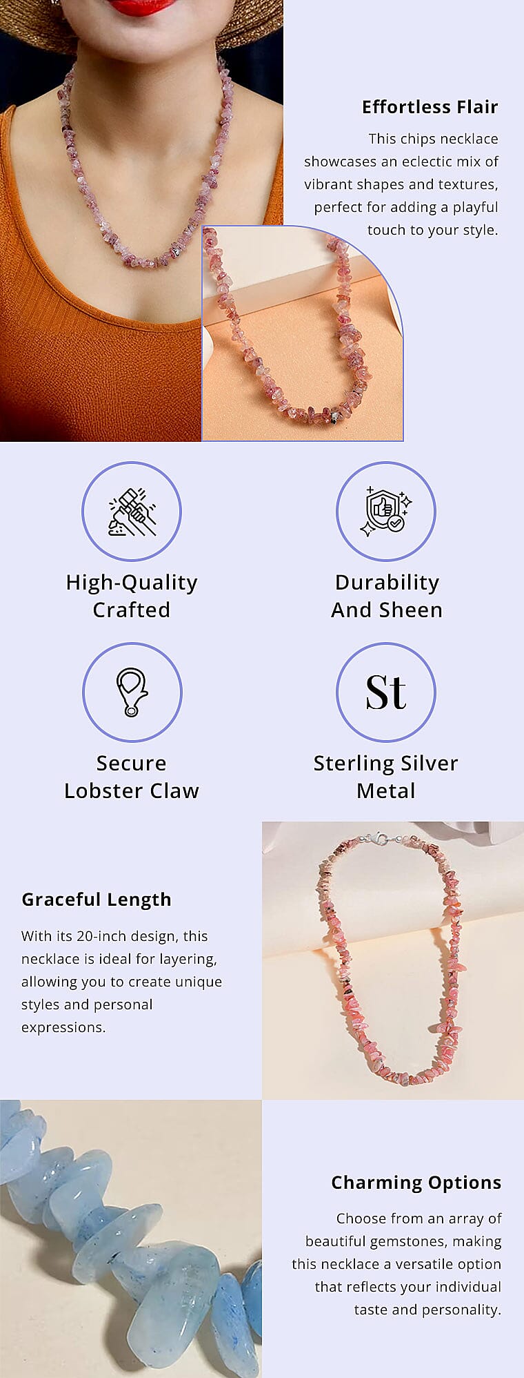 Chips Necklace 20 Inches in Sterling Silver Banner