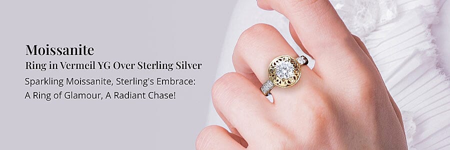 Moissanite Ring in Vermeil YG Over Sterling Silver Banner