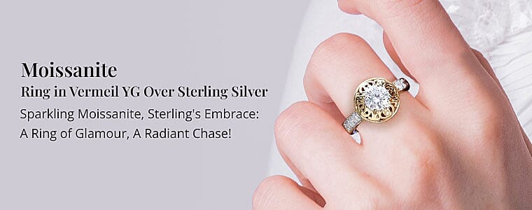 Moissanite Ring in Vermeil YG Over Sterling Silver Banner