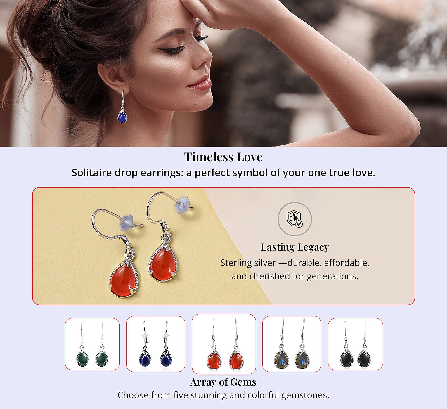 Carnelian Drop Earrings in Platinum Over Sterling Silver Banner