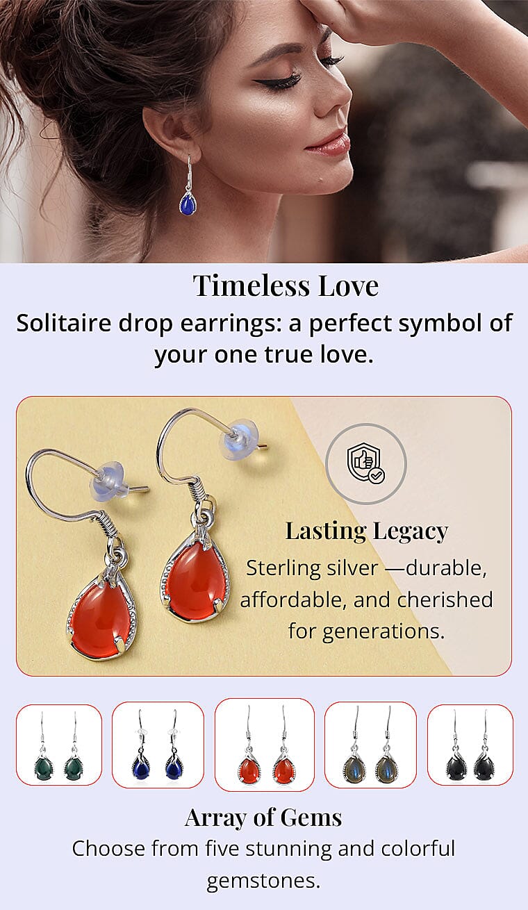 Carnelian Drop Earrings in Platinum Over Sterling Silver Banner