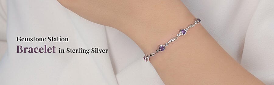Gemstone Station Bracelet in Sterling Silver Banner