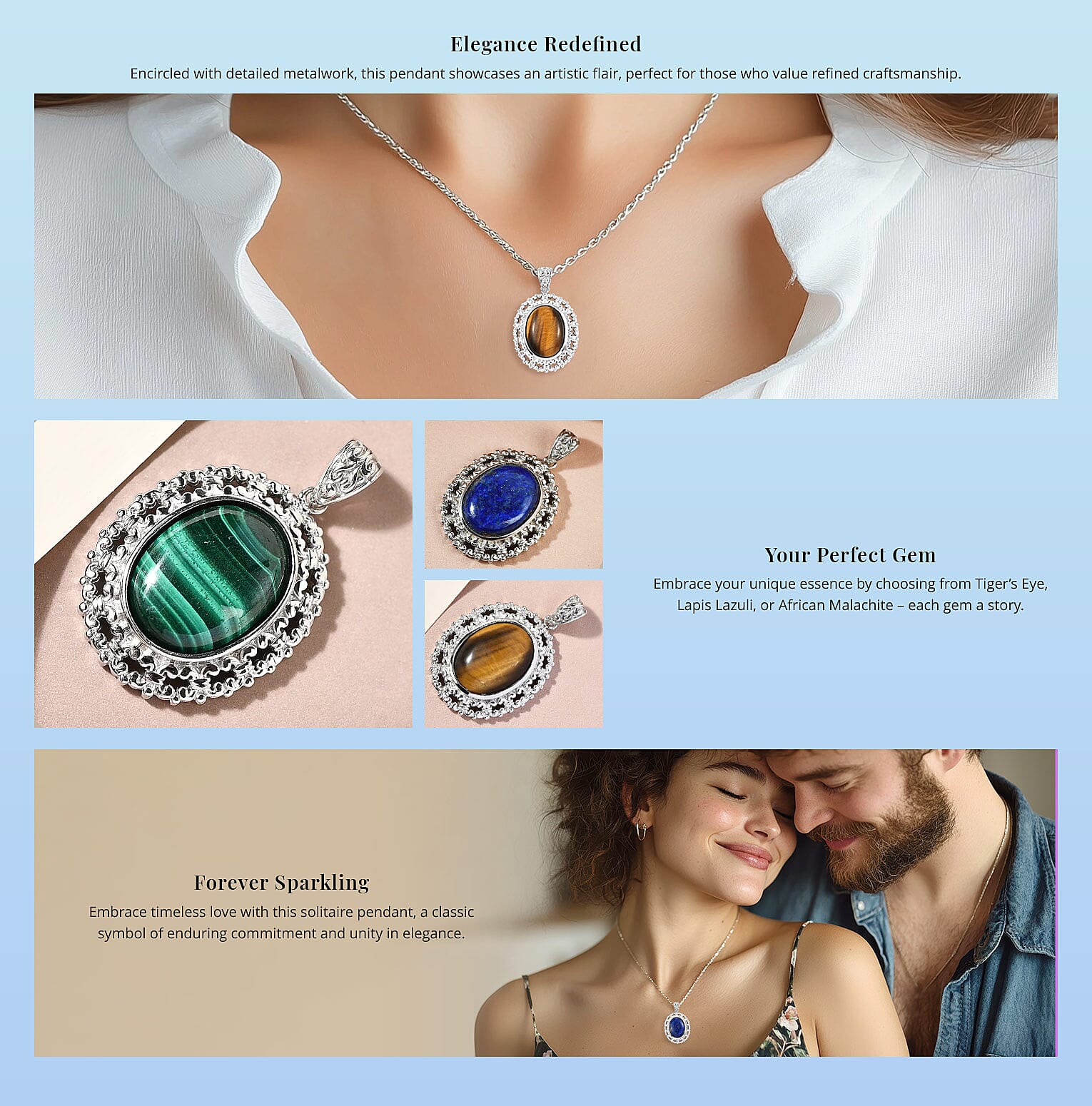 Tiger's Eye Solitaire Pendant in Platinum Over Copper with Magnet Banner