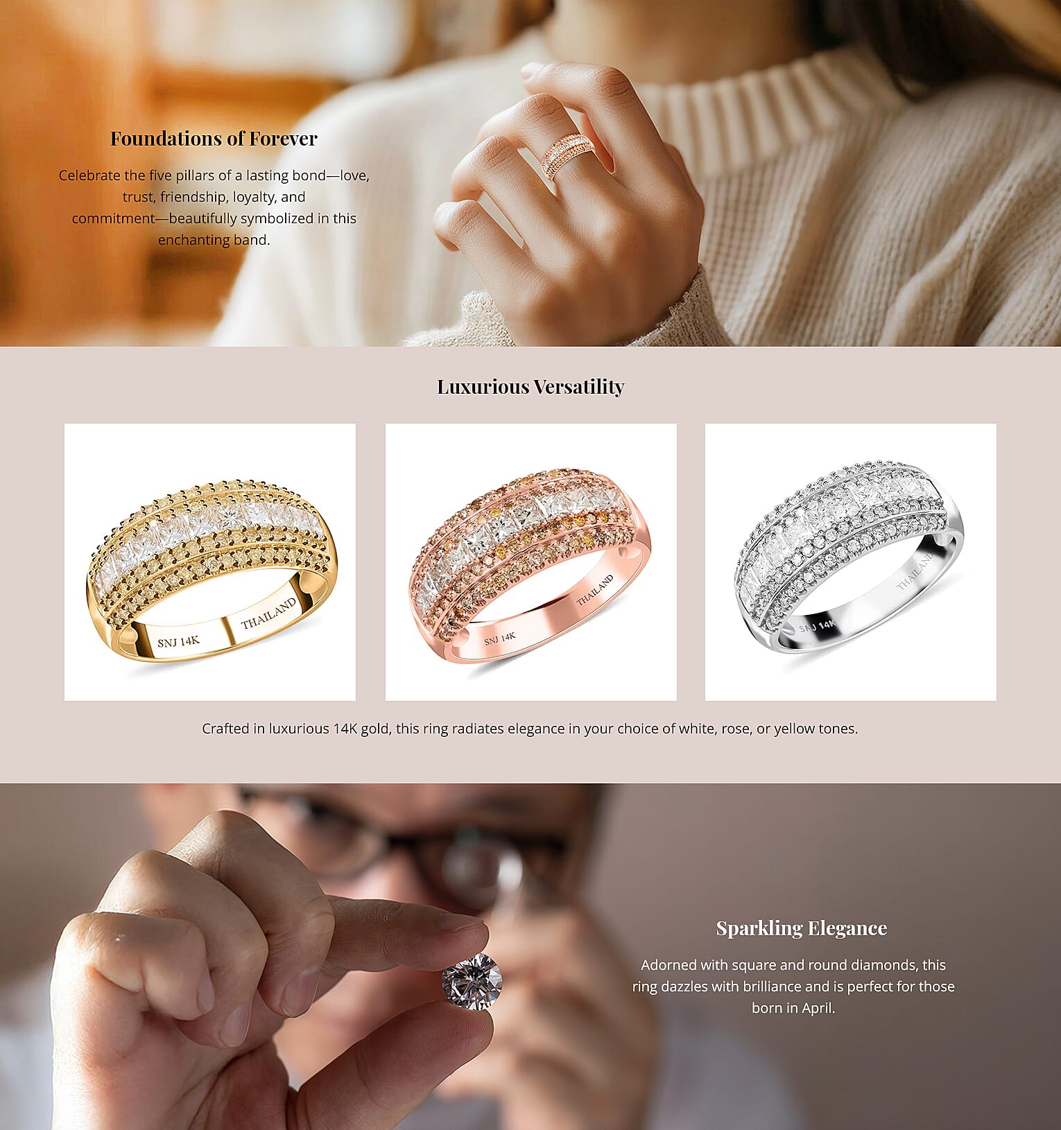 14K Rose Gold Multi Diamond SI Ring Banner