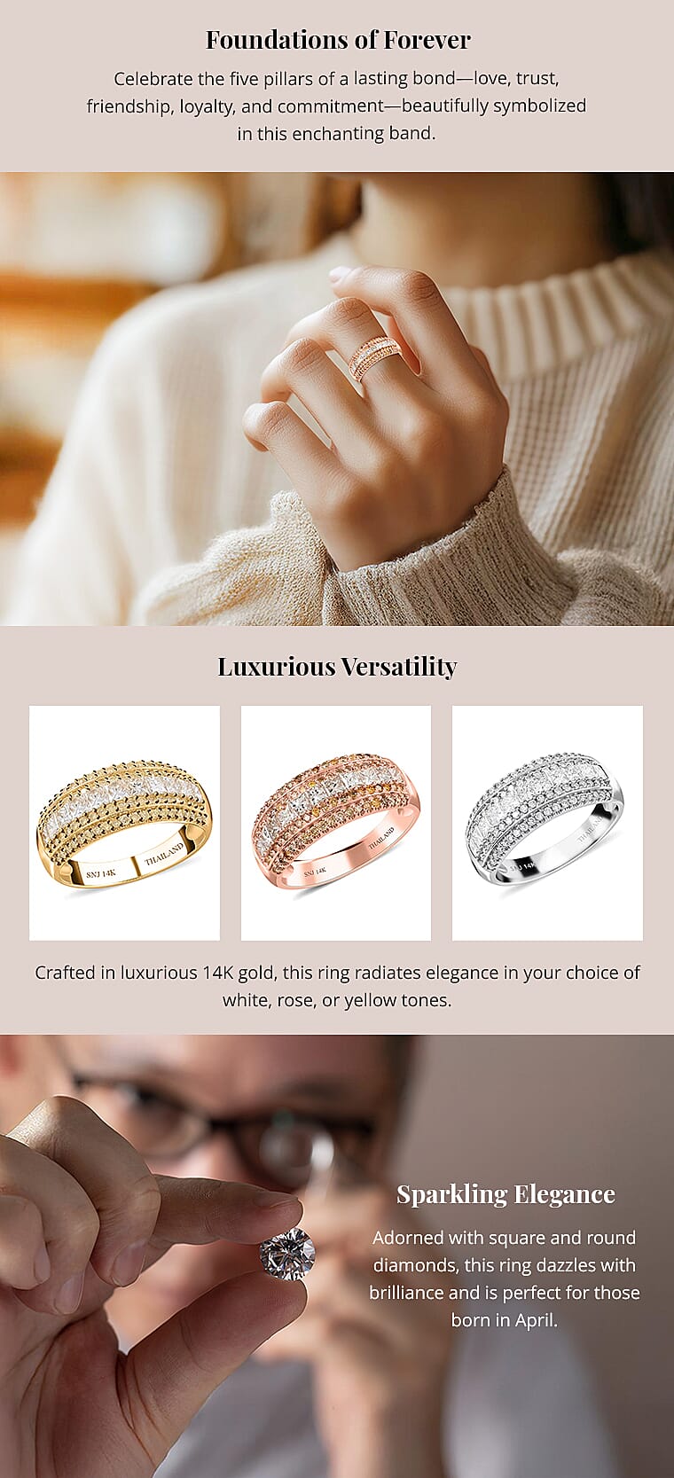 14K Rose Gold Multi Diamond SI RingBanner