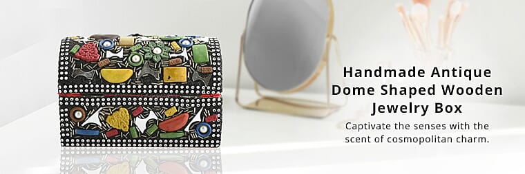 Handmade Antique Dome Shaped Wooden Jewelry BoxBanner