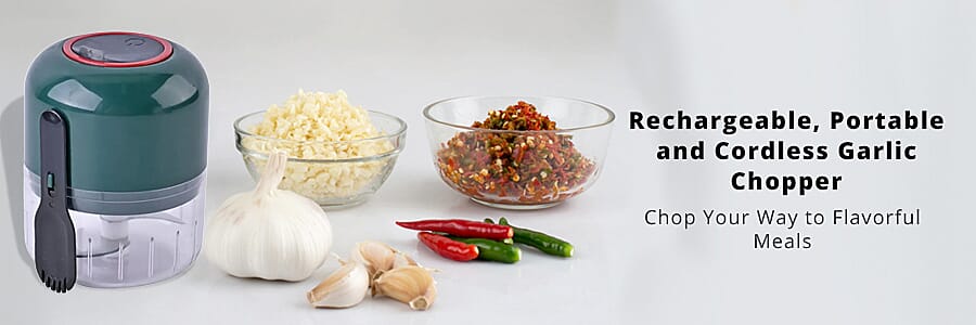 Rechargeable, Portable and Cordless Garlic Chopper Banner