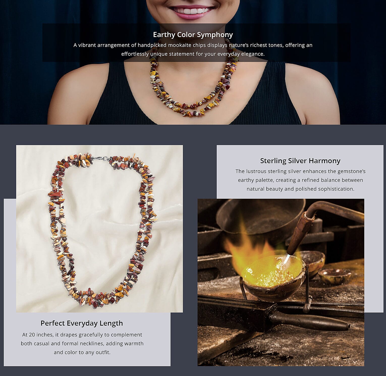 Mookaite Chips Necklace in Sterling Silver 20 Inches Banner