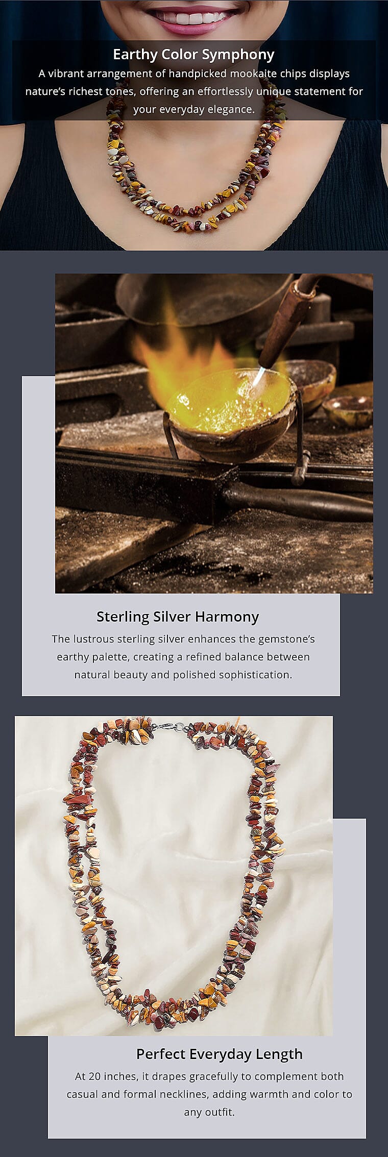 Mookaite Chips Necklace in Sterling Silver 20 Inches Banner