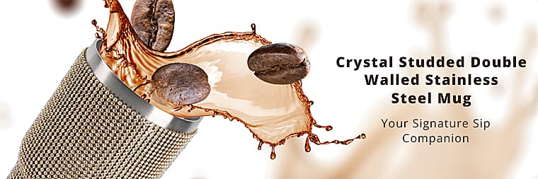 Crystal Studded Double Walled Stainless Steel MugBanner