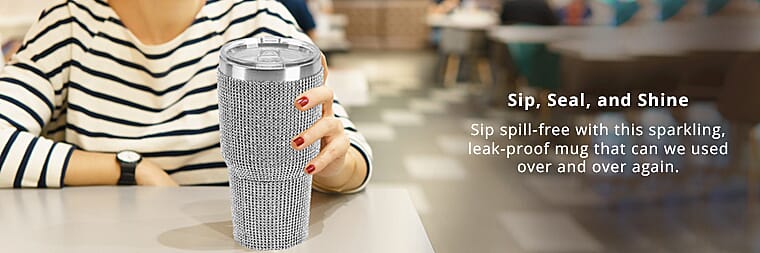 Crystal Studded Double Walled Stainless Steel MugBanner