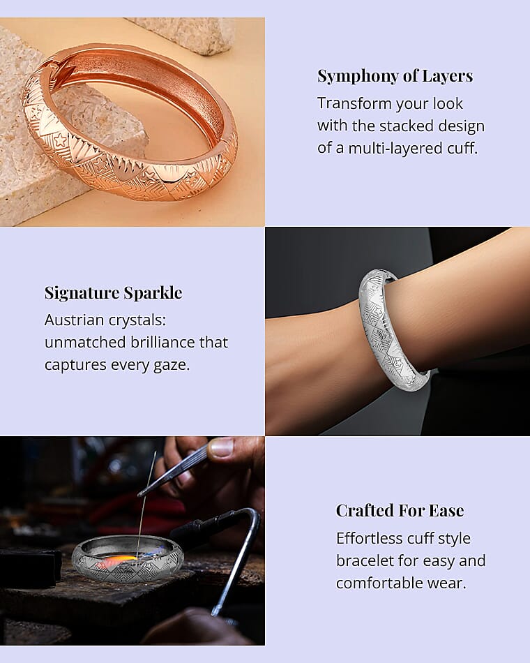 Dome Bangle Bracelet Silvertone Banner