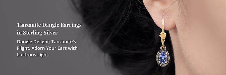 Tanzanite Dangle Earrings in Sterling Silver Banner