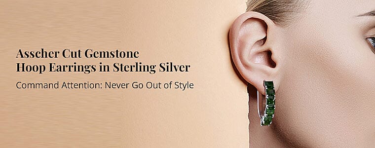 Asscher Cut Gemstone Hoop Earrings  Banner