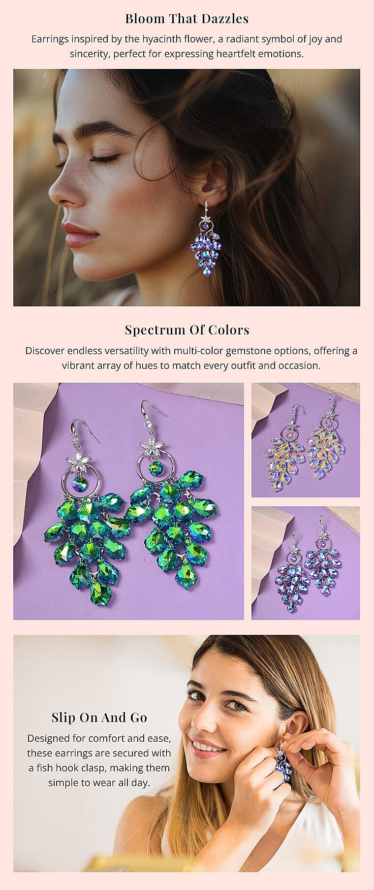 Color Glass and Austrian Crystal Floral Earrings in Silvertone & Stainless Steel Banner