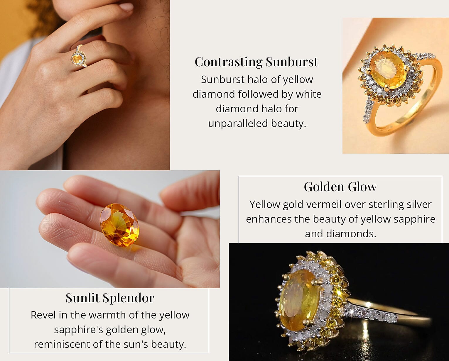 Madagascar Yellow Sapphire, Yellow and White Diamond Double Halo Ring in Vermeil Yellow Gold Over Sterling Silver Banner