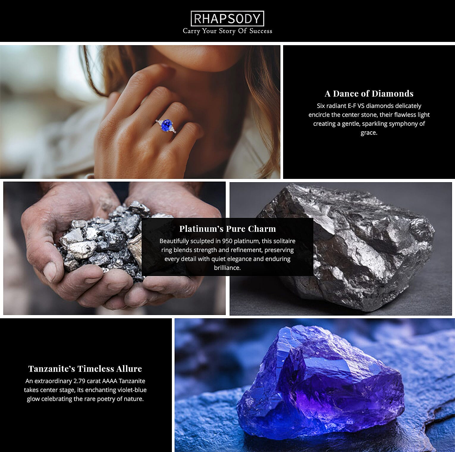 Certified and Appraised Rhapsody 950 Platinum AAAA Tanzanite and E-F VS Diamond Ring, Promise Rings 4.40 Grams 3.00 ctw (Del. in 10-15 Days) Banner