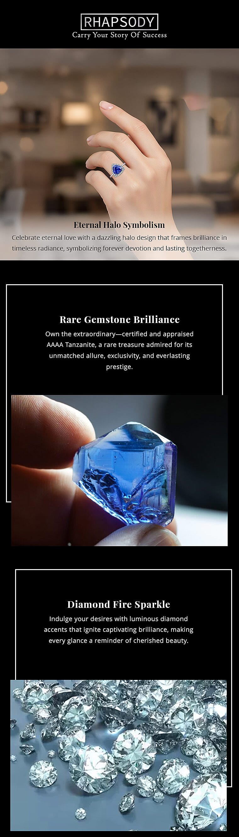 Certified and Appraised Rhapsody AAAA Tanzanite and E-F VS Diamond 3.00 ctw Halo Ring in 950 Platinum 5 Grams Banner