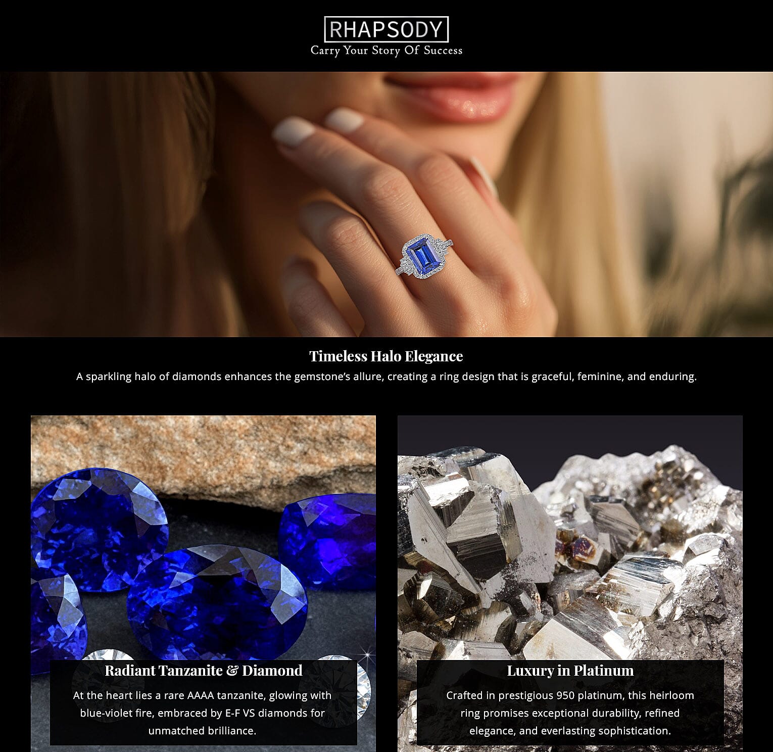 Certified and Appraised Rhapsody 950 Platinum AAAA Tanzanite and E-F VS Diamond Halo Ring 7.15 Grams 4.00 ctw Banner