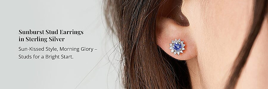Sunburst Stud Earrings in Sterling Silver Banner