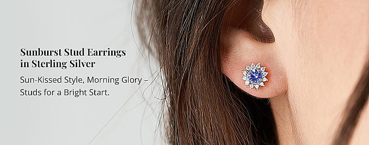 Sunburst Stud Earrings in Sterling Silver  Banner