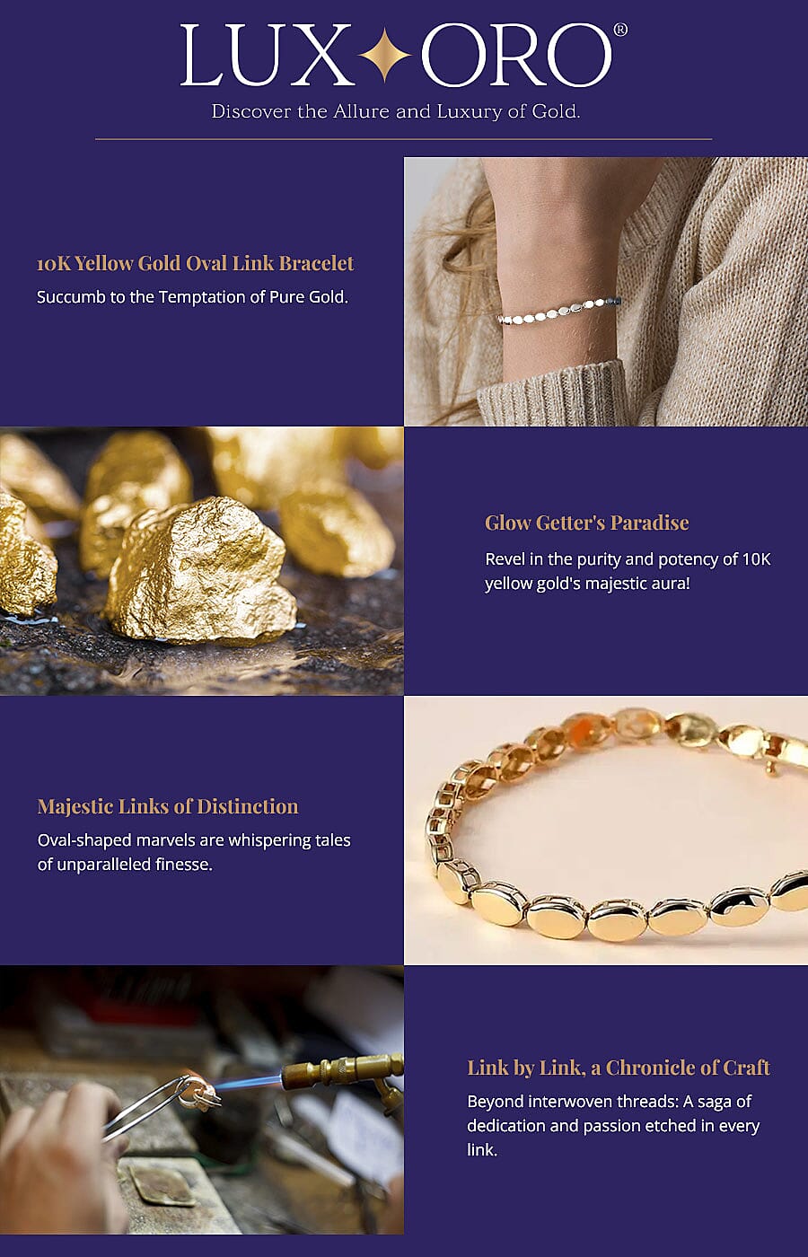 Luxoro 10K Yellow Gold Oval Link Bracelet Banner